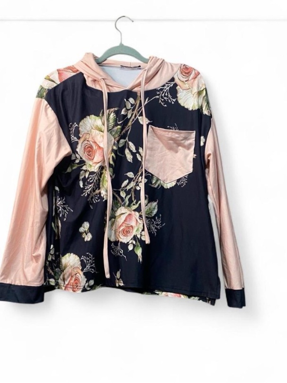 Lily by Firmiana Floral Hooded Pullover Hoodie Size Medium